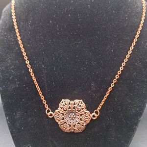 Delicate Copper Floral Filigree Necklace - Women Jewelry Necklaces